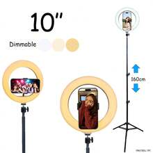 Borriig 160cm Extendable Tripod 10 Inch Adjustable Ring LED Light, With 3 Color Temperature Adjustable Live Streaming / Makeup / Photography / Beauty Lighting - 160cm Tripod Set - View 2