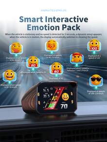 HUD (Head Up Display) Mobil - Sistem Ganda OBD2 GPS - Layar HUD Mobil - Speedometer GPS Digital dengan Suhu Air, Tegangan, dan RPM - Layar Head Up Universal untuk Sebagian Besar Kendaraan - Tampilan Head-Up - View 4