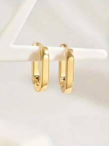 1 Pair Inspired Design 3D Geometric Hoop Earrings, Elegant Minimalist Style, Suitable For Women's Daily Wear And Gift Occasions - Geometric Shape - View 5