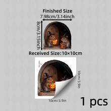 1pc 2D Mouse Hole Halloween Wall Sticker, Witch Hat Mouse Pumpkin Candy Spider Mini Door Wall Decal, Realistic And Fun, Suitable For Baseboard, Stair Corner, Cabinet, Halloween Party Indoor Surface Decoration - Multicolor - View 7