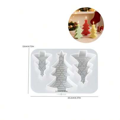 SILIKE LUFEI 1pc Christmas 3-Piece Christmas Tree Style Silicone Mold For Clay, Resin, Plaster, Candle, Aromatherapy, Home Decor And Tabletop Display