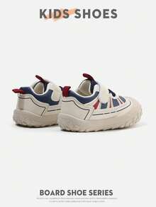 1 Pair Infant Toddler Colorblock Patchwork Hook & Loop Closed Toe Flat Casual Sneakers For Daily Wear [Select By Actual Cm Inner Length] - Blue - View 5