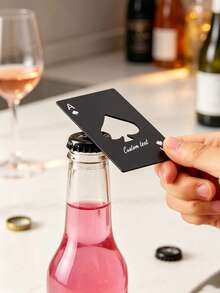 1pc Custom Engraved Ace Spade Card Bottle Opener, Portable Stainless Steel Beer Opener, Wallet Size Poker Shape Bottle Opener For Men Party Gift - Multicolor - View 3