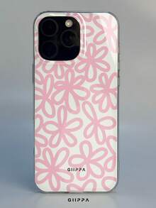 GIIPPA 1件粉色線條花卉圖案設計手機殼，適用於Phone 17 Pro Max，兼容Phone 16 Pro Max、15 Pro Max、14 Pro Max，韓系高端時尚趣味手機殼，適合11/12/13/14/15/16 Pro Max Plus，男女皆宜的優雅設計，聖誕節、情人節、復活節、婚禮季和生日送給女友的完美禮物！ - 粉色 - 查看 5