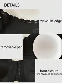 3pcs Women's Strapless Bra With Wavy Edge, Black/Nude/Beige, Seamless Ice Silk Wireless Invisible Comfortable Strapless Bra, Suitable For Wedding, Party, Daily Wear - Multicolor - View 6