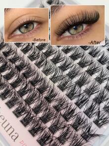Sibeuna 96Clusters Reusable Individual Eyelashes Natural Look, 3D Fluffy Eyelash Clusters DIY Eyelash Extensions, Wispy Lash Clusters, Soft & Comfortable, Easy Wearing - D - View 2