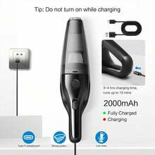 CascadeVac Portable Vacuum Cleaner For Home & Car, Powerful Suction USB Rechargeable Handheld Vacuum Cleaner With Multiple Accessories, Suitable For Car, Home, Office Crevices, 2000mAh - Black - View 12