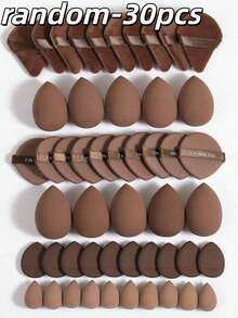 50/30/20/10pcs Makeup Sponge And Set, Professional Makeup Sponge Wholesale, Super Soft Concealer Sponge, Face Makeup Tools, Suitable For Liquid Foundation, Loose Powder, Toner, All-In-One Makeup Tool Set, Soft Makeup Sponge, Mini Sponge, Triangle Powder Puff, Cushion Bubble And Mini Soft Powder Puff, Suitable For Foundation, Concealer, Loose Powder Setting, Wet And Dry Use Makeup Tools, Essential Makeup Accessories For Women - Coffee Brown - View 7