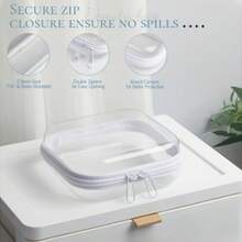 3pcs Transparent Zipper Storage Boxes With Lids, Clear Organizer Boxes, Durable Travel And Electronic Device Storage, Durable Plastic Organizer Boxes, Suitable For Craft Materials, Hair Ties, Hair Accessories, Jewelry Organization And Storage, For Home Decor, Craft Room, Office - White - View 3