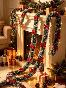 13pcs Christmas Ribbon Garland Set, With Red/Gold Bows, 78.74 Inch Christmas Ribbon, Hanging Decoration Tassels, DIY Indoor/Outdoor Decoration, Suitable For Holiday Party Decoration, Christmas Tree Decoration, Fireplace Decoration - Multiple Styles - View 6
