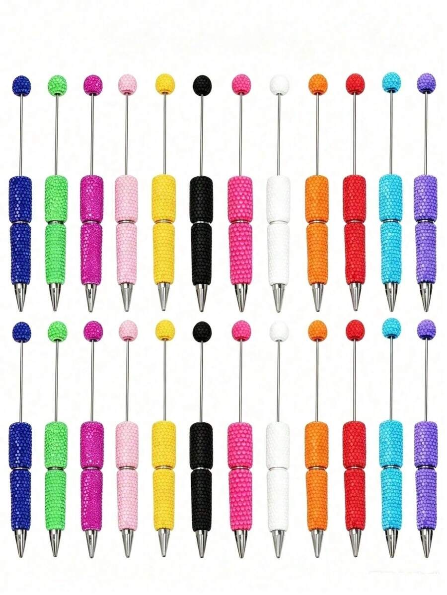 1/3/5/Pcs Random Color Beaded Pens DIY Jewelry Pens, Includes 10pcs Black Refills, Suitable For Women, Students, Teachers And Craft Enthusiasts - Multicolor - View 1