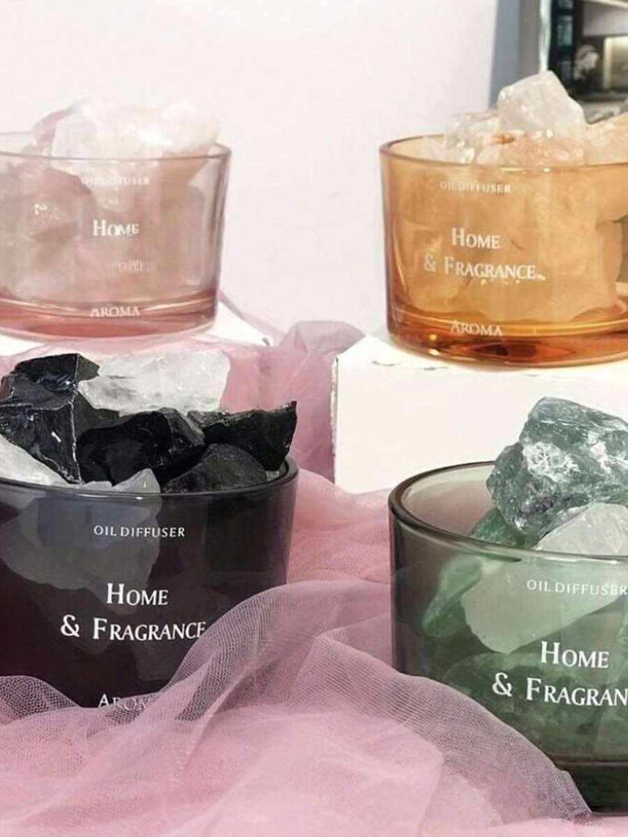 1pc Minimalist Premium Crystal Fragrance Stone With Glass Cup, Oil-Free Fragrance Stone Diffuser, Suitable For Mother And Women's New Home Decor Gift, Aromatherapy, Indoor Fragrance, Diffuser, Gift, Home Decor - Aroma Stone - View 1
