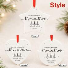 Custom First Christmas Mr & Mrs Ornament 2026, Personalized Name And Date Tree Decor, Romantic Holiday Keepsake, Customized Couple Christmas Decoration, Customizable Wedding Ornament, Newlywed Gift, Christmas Home Decor, The First Christmas, Friend - Style B - View 3