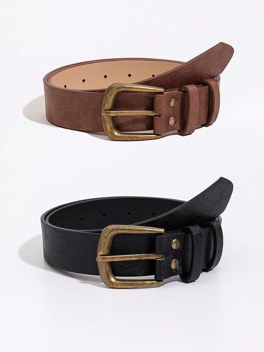 Set Sabuk Dekoratif Fashion Timbul Gaya Barat Vintage untuk Pria (2 buah)