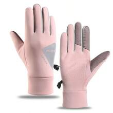 1 Pair Windproof Waterproof Fleece Lined Warm Winter Motorcycle Riding Gloves, Men's Full Finger Gloves, Suitable For Delivery, Touchscreen Compatible - Multicolor - View 3