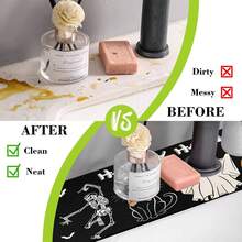 1pc Halloween Faucet Cover, Create Festive Atmosphere, Bathroom Faucet Splash Guard, Waterproof Non-Slip Faucet Mat, Kitchen Countertop Accessory, Kitchen Dining Table Accessory, Sink, Moisture-Proof Absorbent Mat, Absorbent Drainage Mat, Ghost Pumpkin Pattern, Multi-Functional Absorbent Non-Slip Mat - Multicolor - View 7
