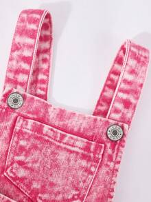 Baby Girl Y2K Denim Overalls, Infant Toddler Pink Stars Washed Baggy Jeans Jumpsuit, All Season Cute Bib Pants Playsuit For 6 Months To 3 Years - Pink - View 10