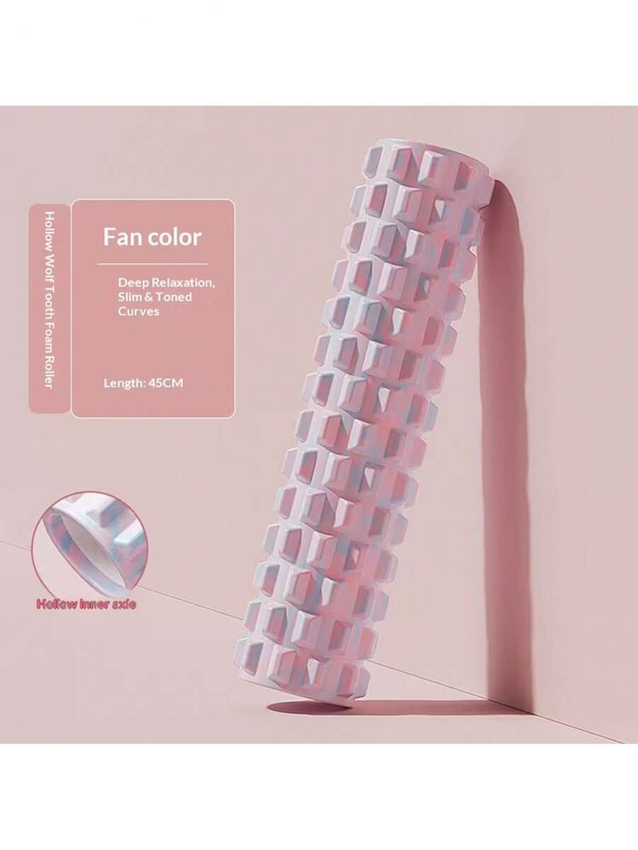 New Professional High-Density Yoga Foam Roller, Single Hollow Floating Point Wolf Tooth Massage Stick, Durable EVA Material Sports Muscle Relaxation Roller, Camouflage Texture Pink-Blue Gradient, Moderate Softness Deep Fascia Relief Tool, Suitable For Home Yoga, Pilates, Stretching Exercises, Muscle Relaxation - A - View 1