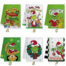 The Grinch 1pc The Green Monster Print Hand Towel, 40*60cm Multiple IP Patterns Available, Soft And Durable For Kitchen Wiping, Tableware Cleaning, Christmas Holiday Home Decor, Suitable For Christmas Gatherings, Party Decoration, Also As Holiday Gift - Multicolor - View 4