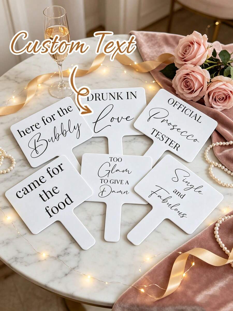 Custom Wedding Photo Booth Props, Fun Wedding Party Handheld Photo Signs, Bachelorette Party Bride Shower Photo Props, Reusable Wedding Reception Decoration Selfie Signs - Multicolor - View 1
