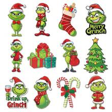 The Grinch 36pc Cross-Border The New Christmas Party Wooden Flat Gift Hanging Ornaments Christmas Tree Decor - Multiple Styles - View 4