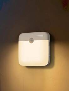 ABS Material USB Rechargeable Magnetic Induction Ultra-Thin White Square LED Night Light, Auto-Sensing, Suitable For Stairs, Hallway, Kitchen, Bedroom, Entryway, Indoor Home Decor Wall-Mounted Ambient Light - Aaaa - View 9