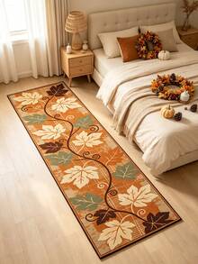 1pc Autumn Maple Leaf Pastoral Style Home Decor Rug, Orange Brown Beige Green, Long Strip Rug, Suitable For Hallway Entryway Corridor Stairs Living Room, Decorative Rug, Bedroom Decor, Small Rug, Rug, Home Decor, Living Room Rug - Multicolor - View 1