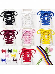 1 Pair Multi-Color Solid Color 1.2m Braided Shoelaces For Basketball Shoes, Canvas Shoes, Sports Sneakers, Unisex - Multicolor - View 2
