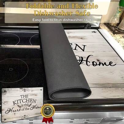 23.6" X 19.6" Large Size Electromagnetic Stove Glass Ceramic Cooktop Protector Mat, Stove Cover, Rubber Protective Mat, Heat-Resistant Scratch-Resistant Non-Slip Cooktop Cover, Ironing Pad, Coffee Mat, Kitchen Oversized Countertop