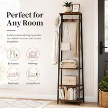 Coat Rack Freestanding With And 7 Hooks - Rustic Brown and Black - View 5