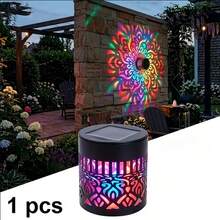 Solar Mandala Pattern Projection LED Wall Light, 1/2pcs Outdoor Solar Decorative Light With Switch And Ni-MH Rechargeable Battery, Waterproof Landscape Light For Yard, Patio, Stairs, Holiday Party Decoration - Outdoor Projector Light - View 7