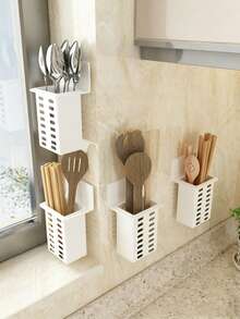 3-1 Piece Wall-Mounted Storage Rack Set, No-Drill Wall-Mounted, Bathroom Cosmetic Storage Rack, Comb And Makeup Brush Storage Rack, Can Store Toothbrush, Toothpaste, Comb, Razor, Remote Control, Suitable For Dining Room, Bathroom, Bedroom And Other Locations Kitchen And Bathroom Accessories. - Black - View 5