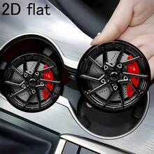 2Dflat 2pcs/Set Wheel Rim Cup Holder, Racing Style, Anti-Slip Foot Pad, Fashion Design, Suitable For Cars And Other Places, Fit For Coffee, Tea, Wine And Various Drinks, Perfect Gift For Parties And Holiday Events - A - View 4