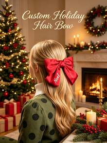 Halloween Customized Name Large Bow Hair Clip, Personalized Elegant Ribbon Hair Accessory, Suitable For Daily Wear, Party And Wedding Styling, Eye-Catching Customized Hair Accessory, Customizable Gift, Suitable For Women's Birthday, Holiday, Special Occasions - Multicolor - View 5