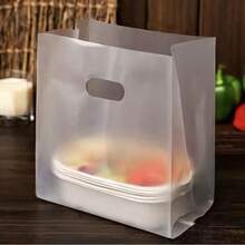 50pcs Transparent Gift Bags With Handles, Uncoated, Suitable For Salad, Cake, Pizza, Bread, Dessert, Candy, Suitable For Wedding, Birthday, Party, Christmas, Halloween - Multicolor - View 3