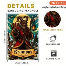 2D Flat Garden Flag 1pc, Krampus Christmas Demon, Polyester Material, Single-Sided Printing, Pattern Design, Ocean Theme, Summer Theme, Holiday Theme, For Yard Decor, Outdoor Decor, Lawn Decor, Flag Only - A - View 3