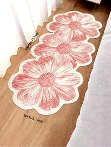 1pc Pink & White 3-Flower Area Rug, Living Room Decor, Bedroom Decoration, Home Casual Carpet, Decorative Rug, Small Rug, Carpet, Home Decor, Living Room Carpet, Living Room Small Rug, Bedroom Carpet, Living Room Home Decor, Outdoor Rug, Fleece Rug, Plush Rug, Autumn/Winter Rug, Thick/Fluffy, Washable Carpet - Multicolor - View 8