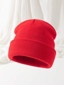 1pc Unisex Outdoor Sports Autumn/Winter Warm Thin Knit Beanie Hat, Solid Color Black/Red, Suitable For Skiing, Travel And Daily Wear - 1PCS - View 15