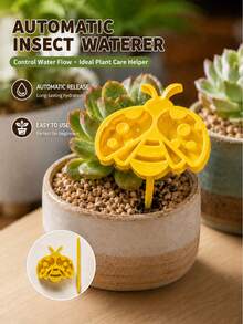 1pc Cute Bee Water Feeder, Bee-Shaped Garden Drinking Station For Bees, Outdoor Bee Water Dispenser With Ground Stake, Decorative Insect Waterer For Flower Pots, Yard, Patio & Garden, M/L - A - View 1