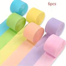 6 Rolls Of Colorful Paper Ribbons - 393.7 Inches Per Roll, Suitable For Birthday, Wedding And Party Decorations, Crafts And Celebrations, Halloween Decorations, Christmas Decorations, Autumn Home Decor, Back To School, Party Supplies - Multi-color - View 8