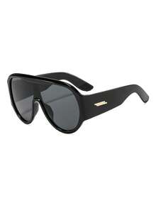 1 Pair Men's Black Aviator Frame Classic Motorcycle Style Fashion Glasses - Black - View 2