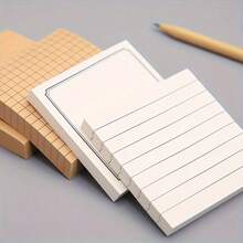 Minimalist Sticky Notes Student Grid Blank Inner Page Memo Reminder Annotation Note Pad, Khaki/White, Self-Adhesive Memo Pad, Portable Marker Writing Notepad, Portable Notebook Suitable For Office, Home, - one-size - View 6