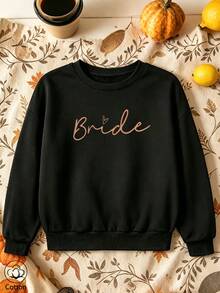 Women's Crew Neck Sweatshirt, Travel Pullover, Cotton Top, Women's Autumn/Winter Basic Sweatshirt - Black - View 10