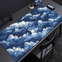 1pc Mouse Pad Dark Blue Cloudy Sky Gaming XL HD New Computer Mousepad XXL Natural Rubber Carpet Soft Mouse Mats, Suitable For School, Home, Gaming, Work, Office And Other Basic Uses - View 2