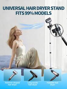 Adjustable 29-59 Inch Hair Dryer Holder Stand With Tripod Base And Universal Clip, 360 Degree Rotating Mount, Perfect For Bathroom Vanity Makeup Room Salon Studio, Lightweight Portable Stands For All Hair Dryer Types And Sizes, Professional Grade Display Holder - Black - View 11
