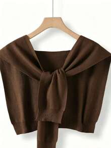1pc Fashion Shawl, High-End Solid Color Scarf, Soft Long-Sleeved Versatile Women's Shoulder Wrap, Suitable For Daily Wear - Coffee Brown - View 2