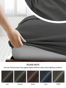 HONEYMOON 1pc Soft Comfortable Solid Color Fitted Sheet, Bed Cover Protector, Lightweight Breathable, 9.84 Inch/25cm Deep Pocket, Machine Washable, Fits All Bed Sizes, Suitable For Dorms And Guest Rooms (Pillowcase Not Included), Back To School Dorm Essentials, Bedding, Dark Gray - Dark Grey - View 6