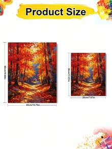 1pc Oil Painting By Numbers Kit, Autumn Scenery DIY Art & Craft, Home Wall Decor, Canvas Oil Painting Decoration, Holiday Gift Includes Paintbrushes And Paints. - Sets - View 10