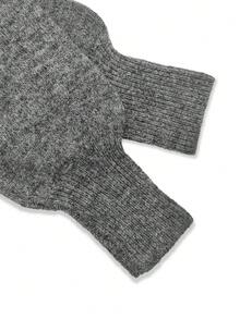 Women's Casual Regular Fit Dark Gray Notch Lapel Dropped Shoulder Metal Button Half-Placket Knit Sweater, Solid Color Top, Suitable For Social Outings, Autumn/Winter - Dark Grey - View 10