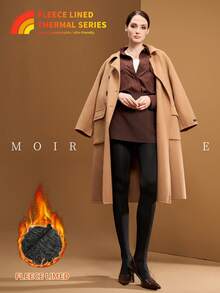 MOIRÉALLURE 1-Pair Pack Women's Fashionable Opaque Fleece Tights High-Stretch Thermal Base Layer Leggings - Black - View 3